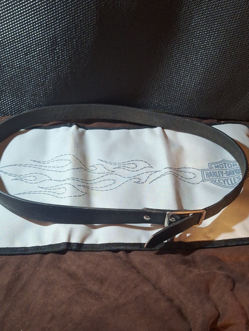 Black Leather Belt with Silver Buckle